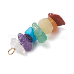 6Pcs Mixed Gemstone Chip Beaded Pendants Set&nbsp;PALLOY-JF02769-02