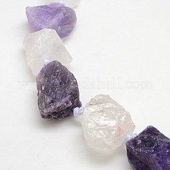Natural Mixed Raw Rough Gemstone Amethyst and Crystal Beads Strands&nbsp;G-L159-16
