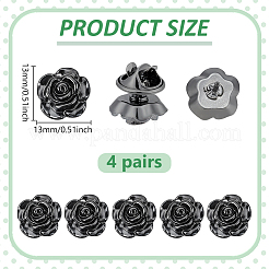 4 Pairs Flower Alloy Lapel Pin Backs for Backpack Clothes&nbsp;JEWB-BC0001-12B