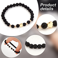 1 Set Bear & Cross & Moon & Crown & Heart & Butterfly Brass Beaded Stretch Bracelets Set&nbsp;BJEW-PH0004-22