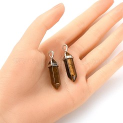 2Pcs Natural Tiger Eye Double Terminated Pointed Pendants&nbsp;G-YW0002-05A