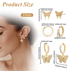 Brass Micro Pave Clear Cubic Zirconia Earring Sets&nbsp;EJEW-BBC0001-85