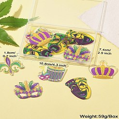 12Pcs 6 Style MARDI GRAS Carnival Double-Sided Transparent Acrylic Pendant&nbsp;SACR-CJ0001-67