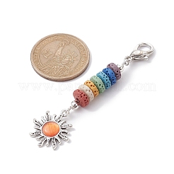 Sun Alloy & Cat Eye Pendant Decoration&nbsp;HJEW-JM01593-02