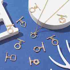 10Pcs 10 Styles Rack Plating Brass Toggle Clasps&nbsp;KK-CJ0002-04