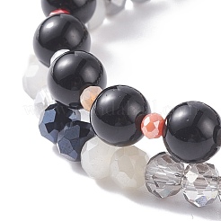 2Pcs 2 Style Halloween Alloy Enamel Charm Bracelets Set with Skull Cross&nbsp;BJEW-JB08006