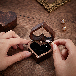 Heart Wood Ring Storage Boxes&nbsp;CON-WH0087-50