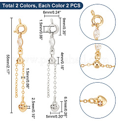 4Pcs 2 Colors Alloy & Brass Chain Extender with Cubic Zirconia&nbsp;FIND-PH0017-99