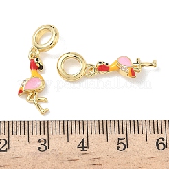Brass Enamel Colorful Flamingo Shape European Dangle Charms&nbsp;KK-L256-34G