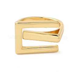 Brass Letter E Geometric Open Cuff Rings for Women&nbsp;RJEW-B062-01G