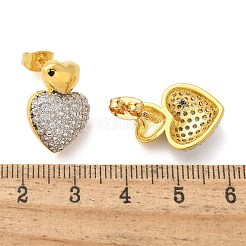 Brass Micro Pave Clear Cubic Zirconia Stud Earrings&nbsp;EJEW-F359-03G-01