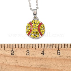 Zinc Alloy Sunflower Rhinestone Sport Ball Pendant Cable Chain Necklaces&nbsp;LS-NJEW-U024-01P-01