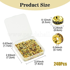 240Pcs 12 Colors Brass Grade A Rhinestone Spacer Beads&nbsp;KK-YW0002-34G