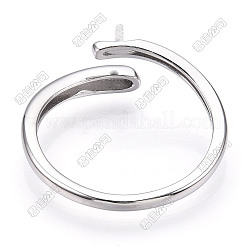925 Sterling Silver Smooth with Open Cuff Ring Settings&nbsp;STER-T007-09P