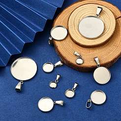 35Pcs 7 Styles 304 Stainless Steel Pendant Cabonchon Settings&nbsp;STAS-CJ0002-16