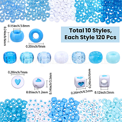 1200Pcs 10 Styles Opaque Plastic and  Opaque Acrylic Beads&nbsp;KY-PA0001-15B