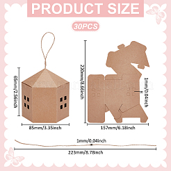 10Pcs Paper Gift Packing Tote Boxes with Window and Rope&nbsp;CON-WH0112-064A