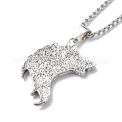 Alloy Lion Pendant Necklace with 201 Stainless Steel Box Chains for Men Women&nbsp;NJEW-E016-23AS