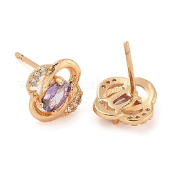 Rack Plating Brass Cubic Zirconia Stud Earrings&nbsp;EJEW-M090-10G