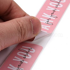 Pink Rectangle Paper Thank You Stickers&nbsp;DIY-C042-07B
