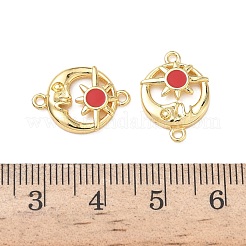 Brass Red Enamel Links&nbsp;KK-L256-19G