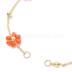 Brass & Glass Beaded Flower Link Chain Bracelet Making&nbsp;AJEW-JB01388