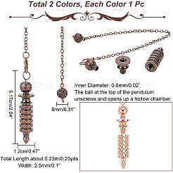 2Pcs 2 Colors Brass Coil Dowsing Pendulums&nbsp;KK-NB0002-80