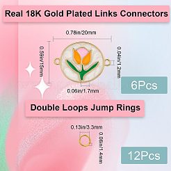 6Pcs Brass Colorful Enamel Connector Charms&nbsp;FIND-CN0001-24