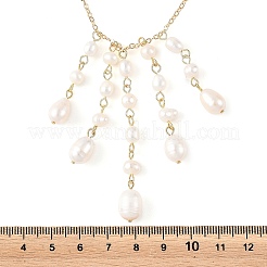 Brass Natural Pearl Rice Beads Tassel Pendant Necklaces&nbsp;NJEW-TA00254