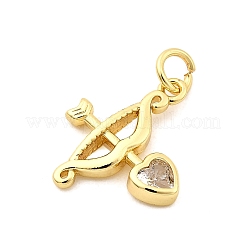 Bow and Arrow Brass Micro Pave Cubic Zirconia Pendants&nbsp;KK-C134-12G