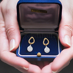 1 Pair Shell Pearl Dangle Stud Earrings&nbsp;EJEW-FI0002-18