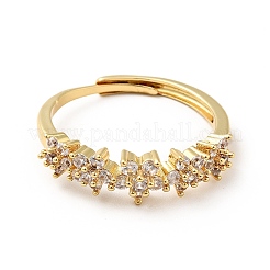 Clear Cubic Zirconia Flower Adjustable Ring&nbsp;RJEW-I087-08G