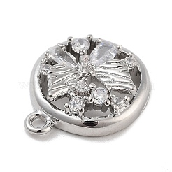 Brass Pave Clear Cubic Zirconia Pendants&nbsp;KK-Z061-19P