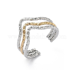 304 Stainless Steel Triple Wave Cuff Open Rings for Women&nbsp;RJEW-A095-03PG
