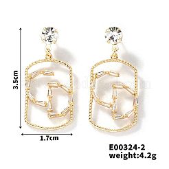 Geometric Hollow Brass Clear Cubic Zirconia Stud Earrings&nbsp;RV3263-1