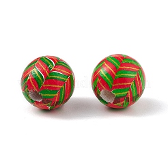 Printed Natural Wood European Beads&nbsp;WOOD-C015-07B