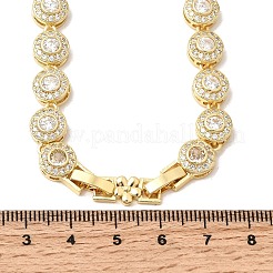 Brass Micro Pave Clear Cubic Zirconia Flat Round Link Chain Necklaces for Women&nbsp;NJEW-B157-18G
