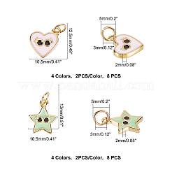 16Pcs 2 Style Real 18K Gold Plated Brass Enamel Charms&nbsp;KK-FH0002-11