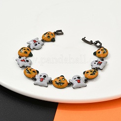 Halloween Brass Enamel Link Bracelets for Women&nbsp;BJEW-B149-01