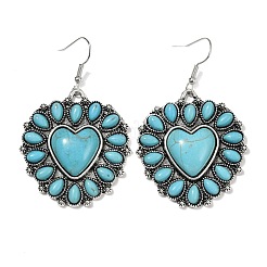 Alloy Synthetic Turquoise Dangle Earrings for Women&nbsp;EJEW-U053-11AS
