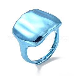 Brass Rectangle Signet Adjustable Ring for Women&nbsp;RJEW-G254-01A