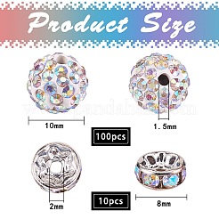 100Pcs Polymer Clay Rhinestone Round Beads&nbsp;RB-SZ0001-04