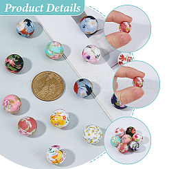 60Pcs 12 Colors Printed Round Silicone Focal Beads&nbsp;SIL-DC0001-85