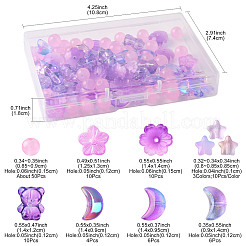 126Pcs 8 Styles Electroplate Transparent Glass Bead&nbsp;GLAA-FS0002-50