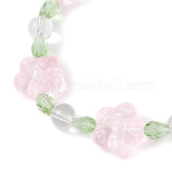 3Pcs 3 Colors Plum Blossom Flower Glass Beads Stretch Bracelets for Women&nbsp;BJEW-JB12138