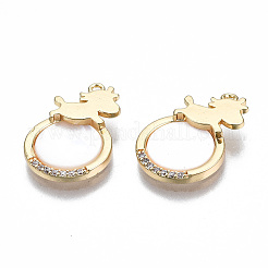 Brass Micro Pave Clear Cubic Zirconia Pendants&nbsp;KK-S356-318-NF