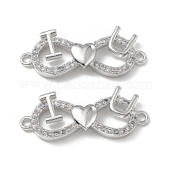 Brass Micro Pave Clear Cubic Zirconia Connector Charms&nbsp;KK-E068-VB377