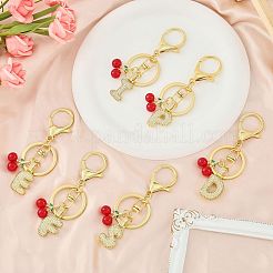 Brass Micro Pave Clear Cubic Zirconia Letter Pendant Keychain&nbsp;KEYC-SW00015-D