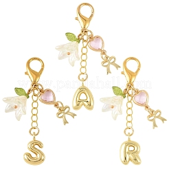 Brass & Alloy & Glass & Acrylic Pendant Decorations&nbsp;HJEW-YW00465-01
