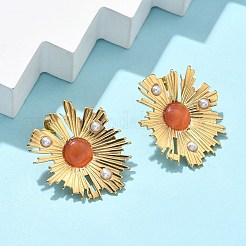 304 Stainless Steel Flower Pendant Necklaces & Stud Earrings Sets for Women&nbsp;SJEW-B020-03G